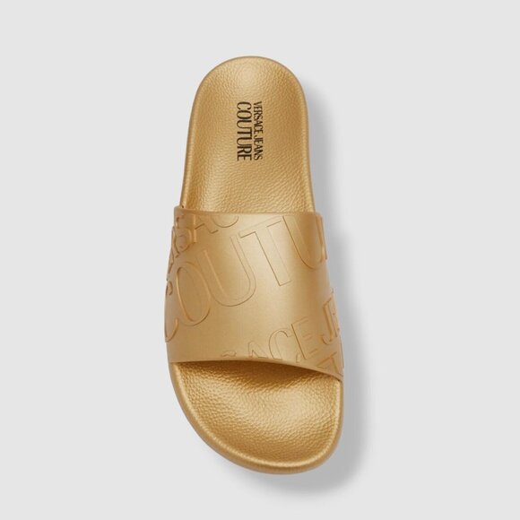 NEW VERSACE JEANS COUTURE Men's Gold Slide Sandals Shoes Size US 8.5 / EU 42 - Picture 4 of 11